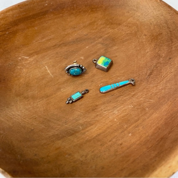 Sterling Silver & Turquoise Lot Three Pendants One Single Artist Signed Earring - Picture 1 of 5